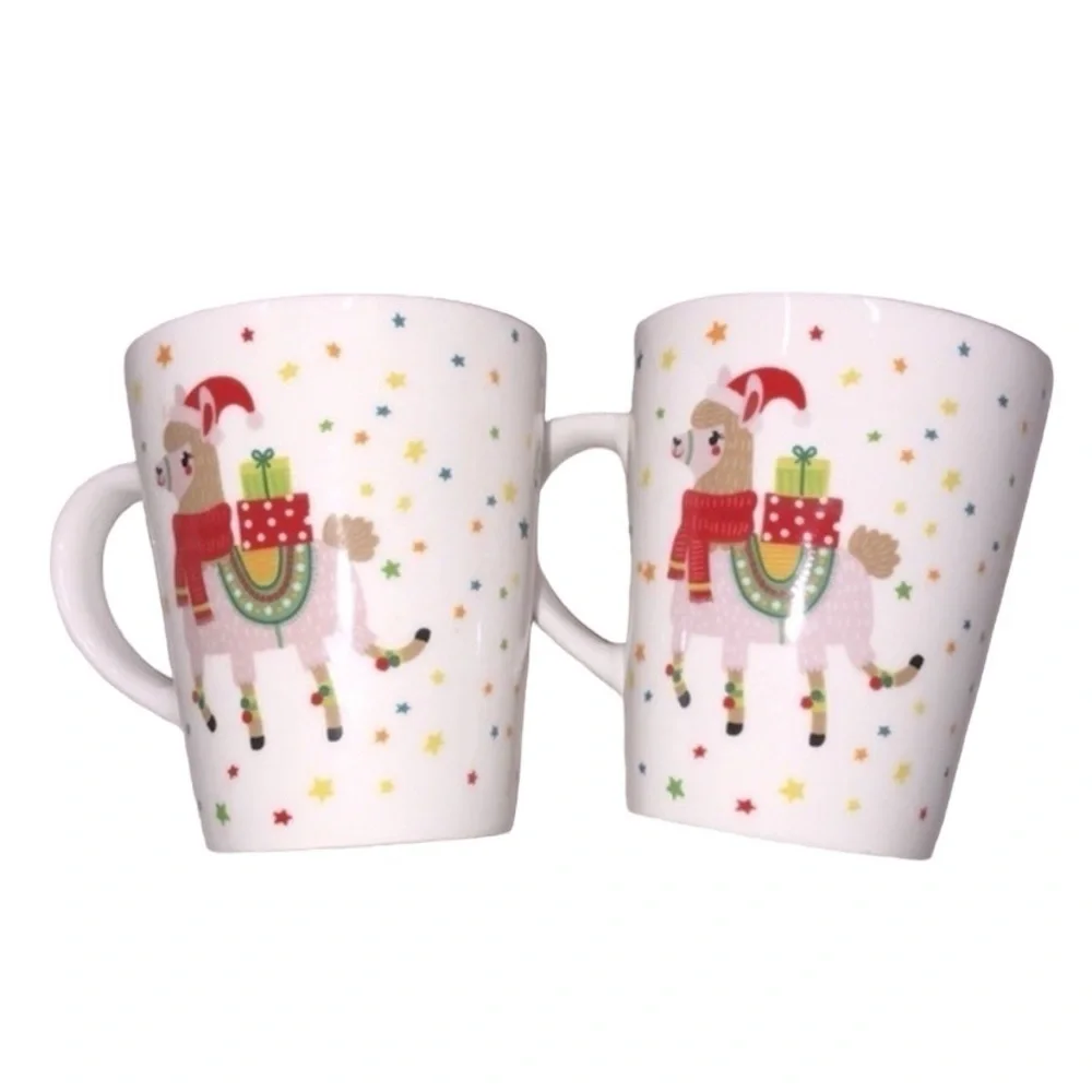 Falalala LLama Christmas mugs set